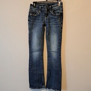 Vigoss Heritage Fit Bootcut Jeans Womens 0x32 Sequin Embellished Medium Wash